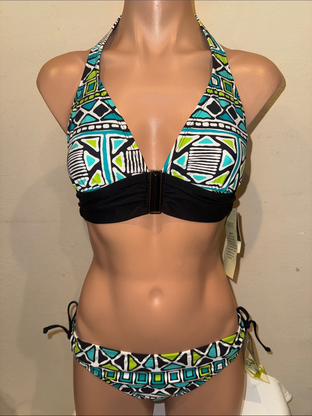 NWT 2Bamboo bikini halter set size S 32-34B/C